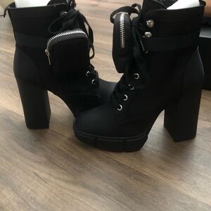 Steve Madden Black Lace Up Platform Boots